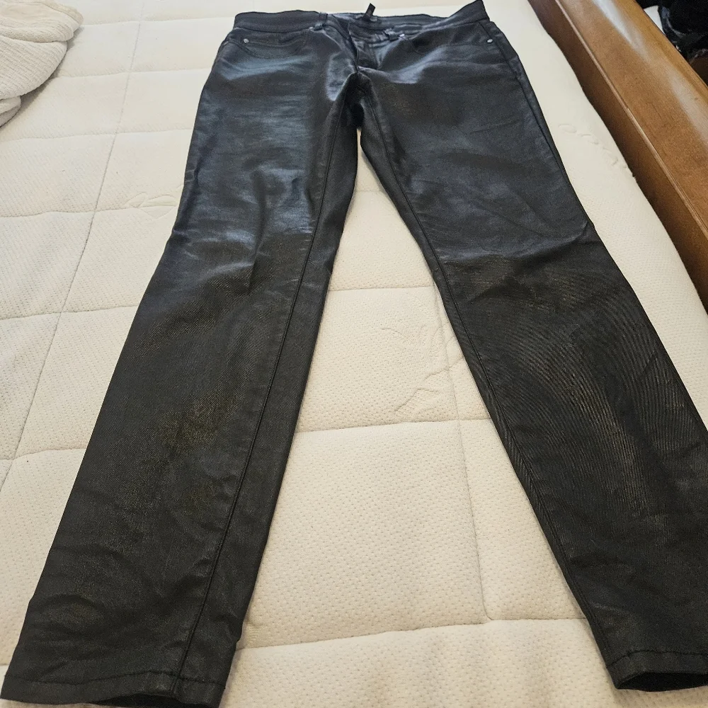 Black Vegan Leather Pants - Picture 1 of 6